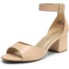 DREAM PAIRS Womens Heels, Chunk Low Heel Comfortable Pump Sandals Dress Shoe(Light Nude-pu)
