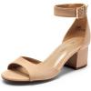 DREAM PAIRS Womens Heels, Chunk Low Heel Comfortable Pump Sandals Dress Shoe(Nude Suede)