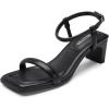 DREAM PAIRS Womens Heels Open Toe Ankle Strap Square Cute Wedding Party Sandal Comfort Dress Shoes Hera(Black)