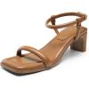 DREAM PAIRS Womens Heels Open Toe Ankle Strap Square Cute Wedding Party Sandal Comfort Dress Shoes Hera(Brown)
