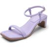 DREAM PAIRS Womens Heels Open Toe Ankle Strap Square Cute Wedding Party Sandal Comfort Dress Shoes Hera(Purple)