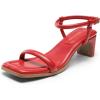 DREAM PAIRS Womens Heels Open Toe Ankle Strap Square Cute Wedding Party Sandal Comfort Dress Shoes Hera(Red)