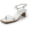 DREAM PAIRS Womens Heels Open Toe Ankle Strap Square Cute Wedding Party Sandal Comfort Dress Shoes Hera(Silver)