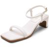DREAM PAIRS Womens Heels Open Toe Ankle Strap Square Cute Wedding Party Sandal Comfort Dress Shoes Hera(White)