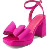 DREAM PAIRS Women’s Platform Chunky Heels Fashion Bowknots High Block Square Toe Dress Sandals for Wedding Bridal Party(Hot Pink-satin)