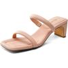 DREAM PAIRS Women’s Square Toe Heels for Women Two Strap Open Toe Low Block Chunky Heels Sandals Dress Pumps Shoes(Pink)