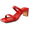 DREAM PAIRS Women’s Square Toe Heels for Women Two Strap Open Toe Low Block Chunky Heels Sandals Dress Pumps Shoes(Red)