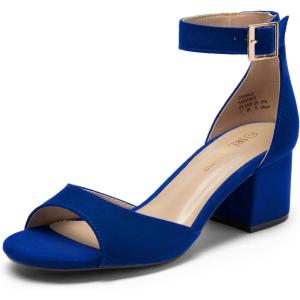 DREAM PAIRS Womens Heels, Chunk Low Heel Comfortable Pump Sandals Dress Shoe(Royal/Blue)
