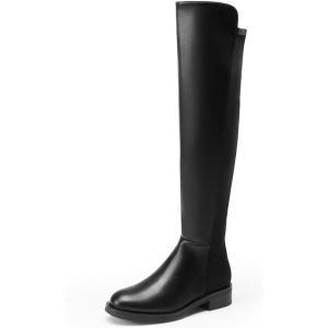 DREAM PAIRS Women’s Knee High Boots, Platform Chunky Heel Thigh High Fashion Over The Knee Boots, SDOB2407W(Black-pu)