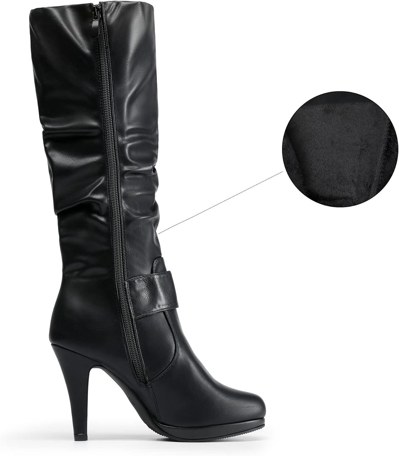 image:imageDREAM PAIRS Womens KneeHigh Stiletto Boots Black Fashion amp Classic Dress BootsParisblack Pu