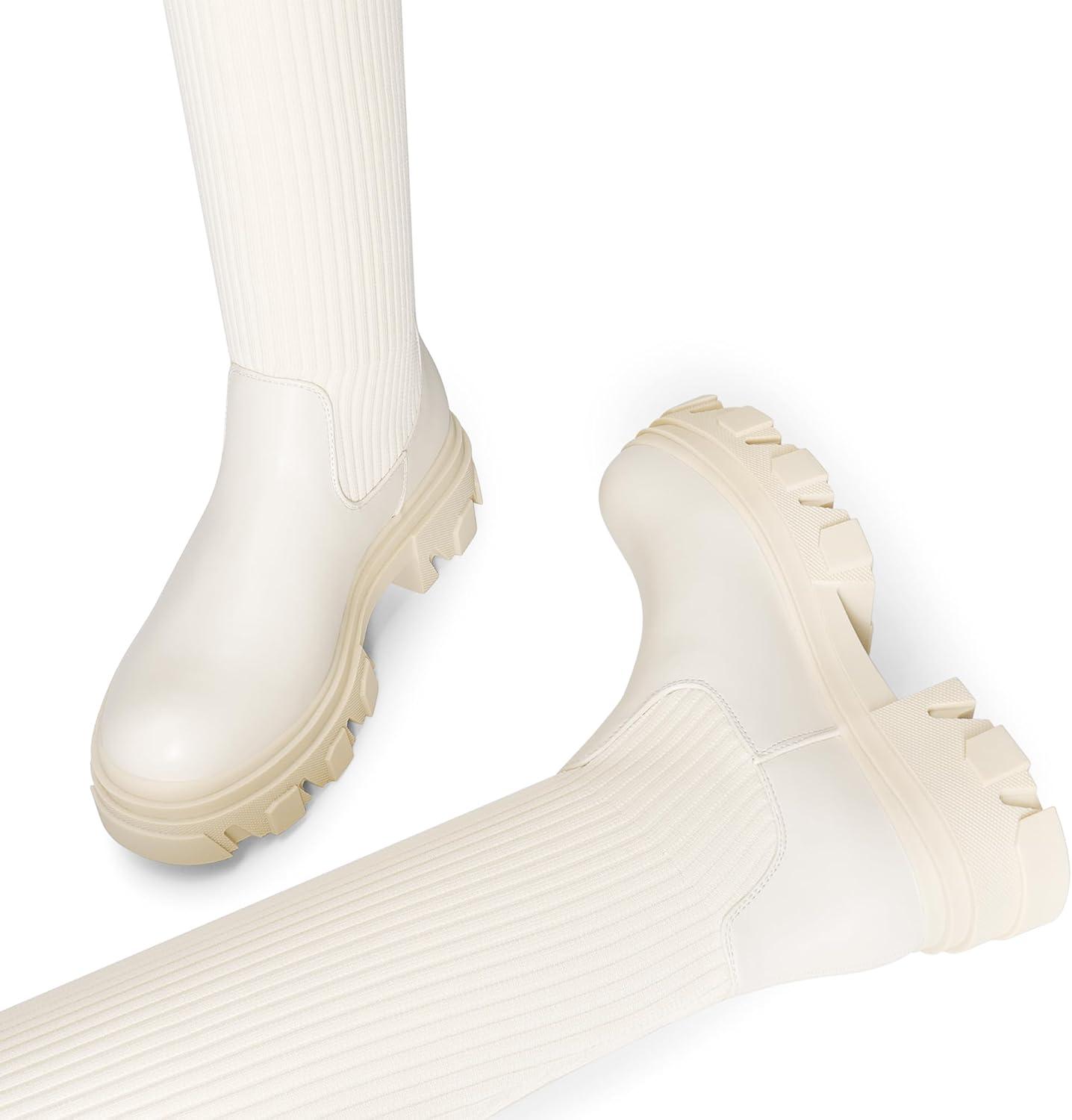 image:imageDREAM PAIRS Womens Over the Knee Platform BootsBeige