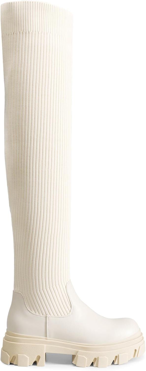 image:imageDREAM PAIRS Womens Over the Knee Platform BootsBeige