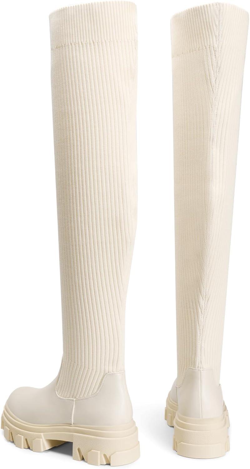 image:imageDREAM PAIRS Womens Over the Knee Platform BootsBeige