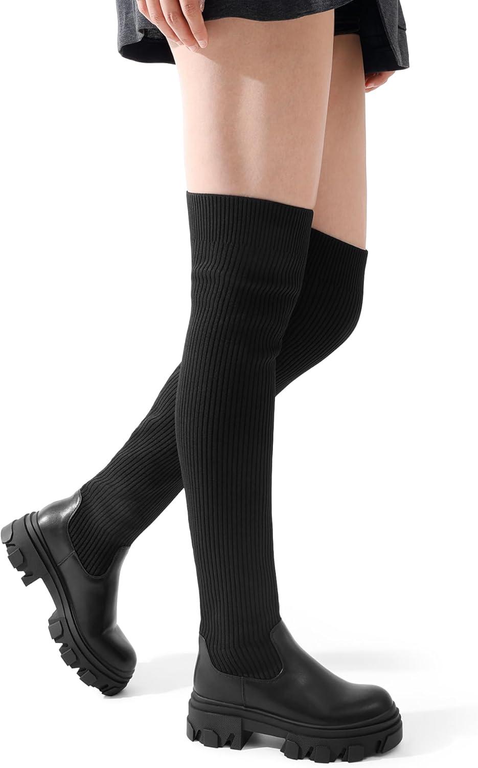 image:imageDREAM PAIRS Womens Over the Knee Platform BootsBlack