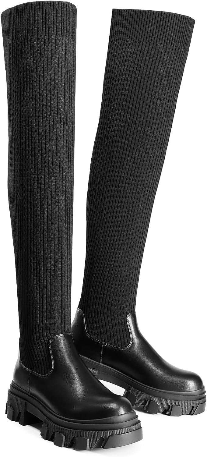 image:imageDREAM PAIRS Womens Over the Knee Platform BootsBlack