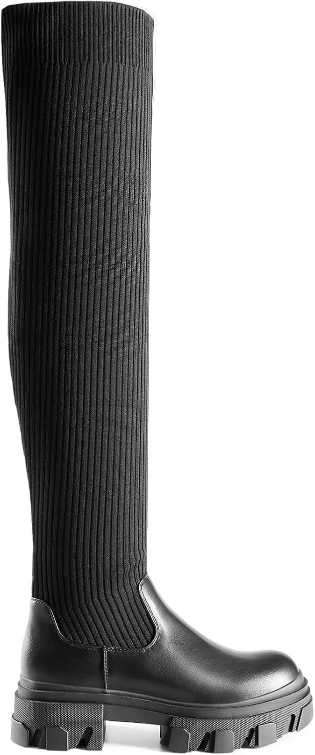 image:imageDREAM PAIRS Womens Over the Knee Platform BootsBlack