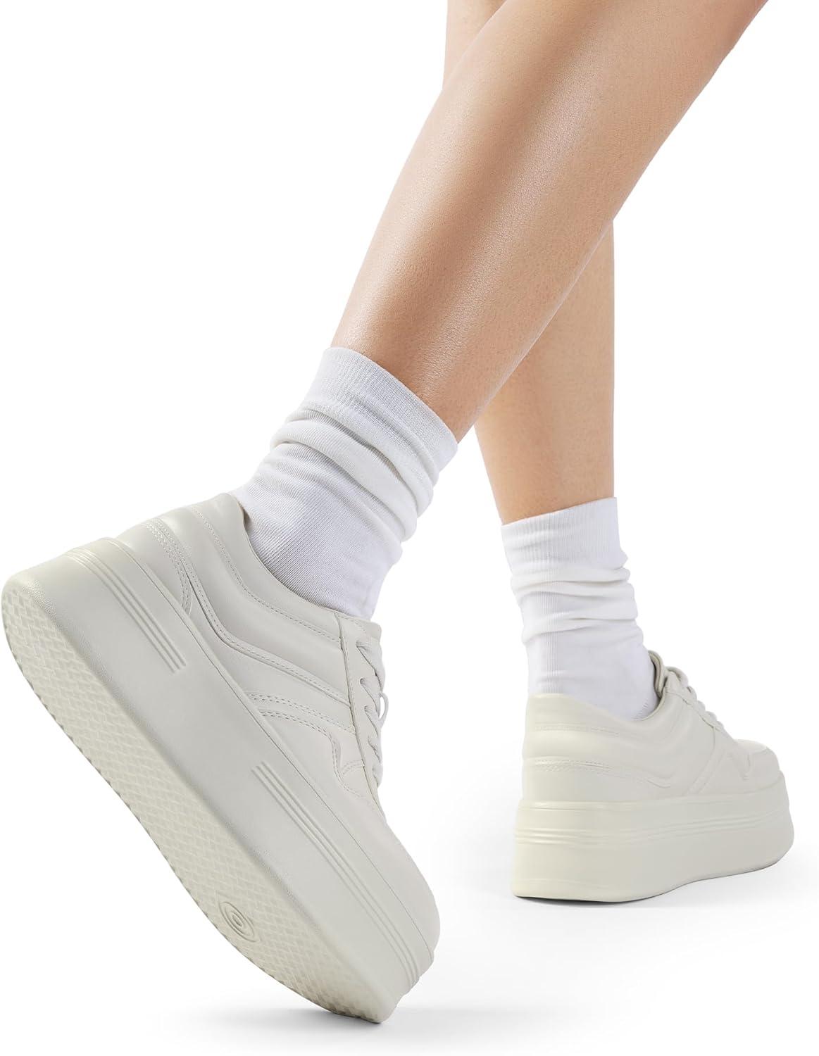 image:imageDREAM PAIRS Womens Platform Casual SneakersBeige