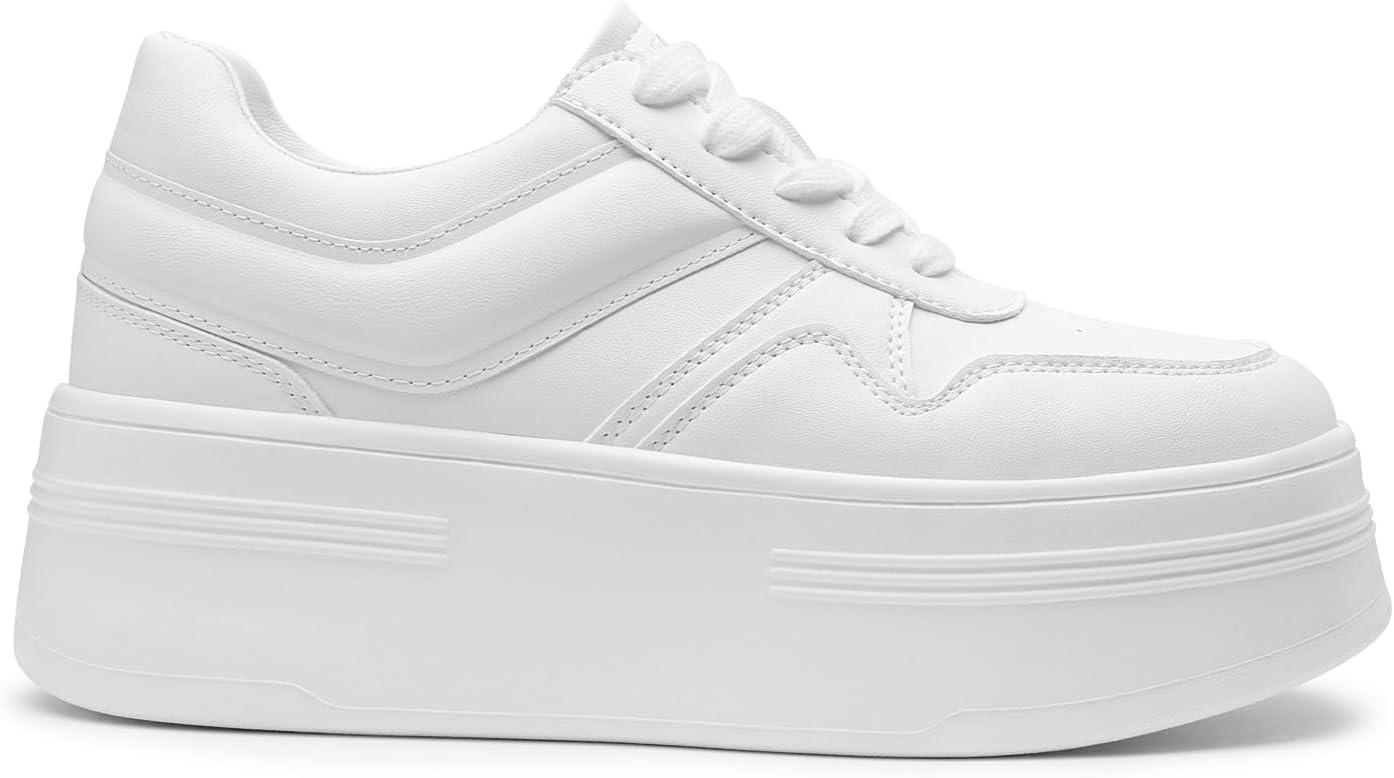 image:imageDREAM PAIRS Womens Platform Casual SneakersWhite