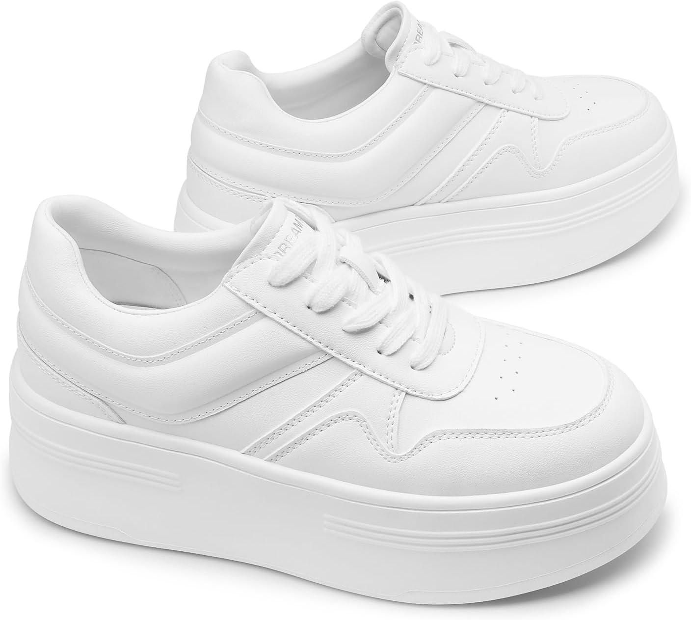 image:imageDREAM PAIRS Womens Platform Casual SneakersWhite