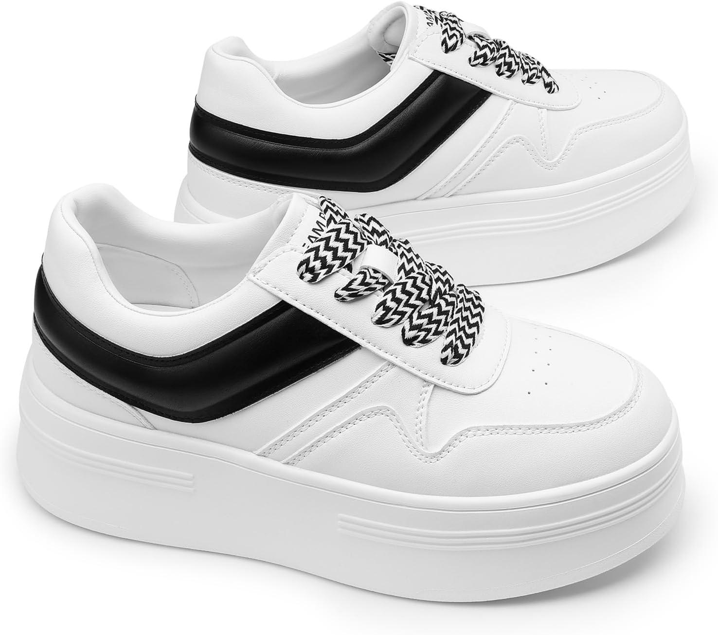 image:imageDREAM PAIRS Womens Platform Casual SneakersWhiteBlack