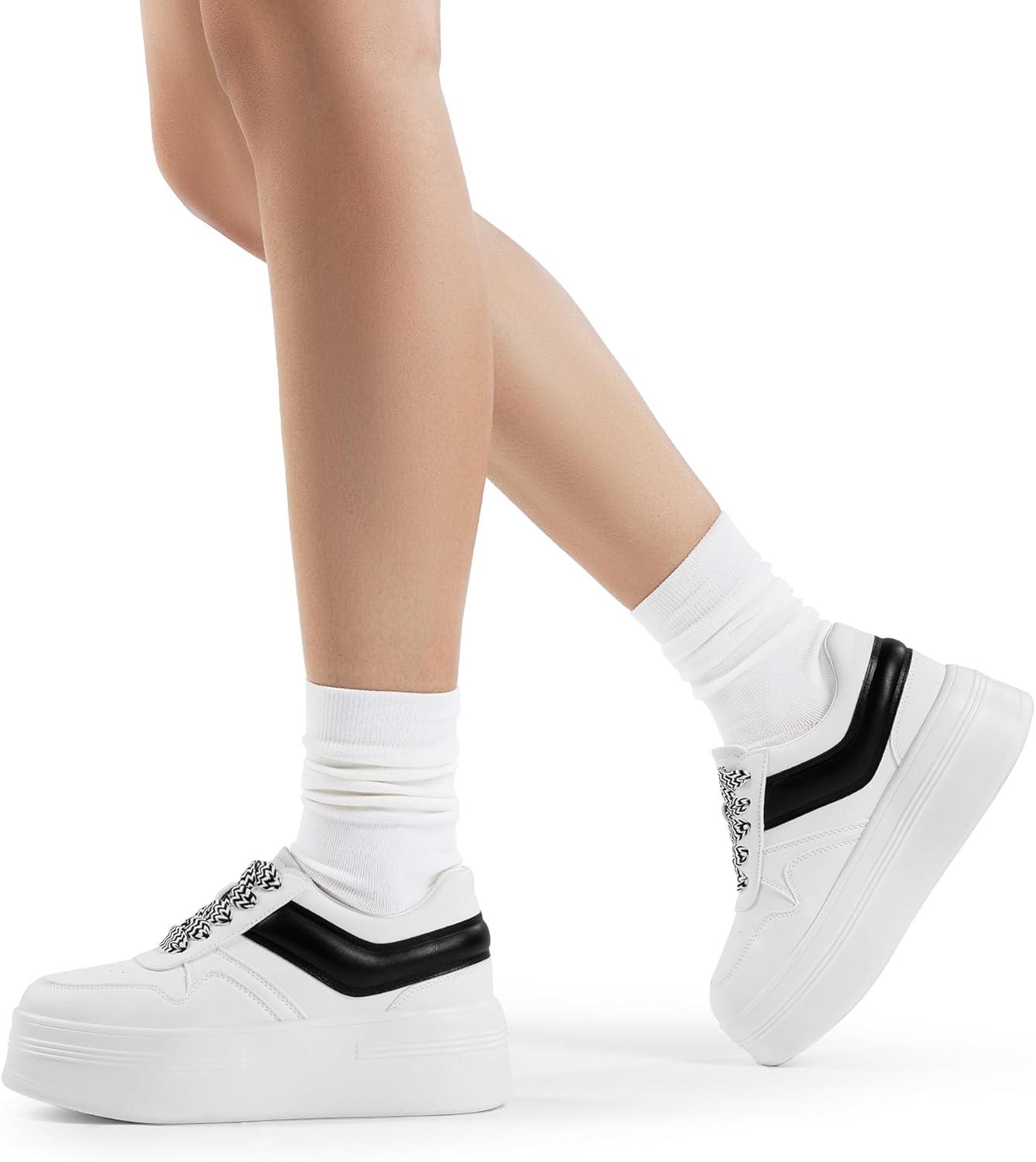 image:imageDREAM PAIRS Womens Platform Casual SneakersWhiteBlack
