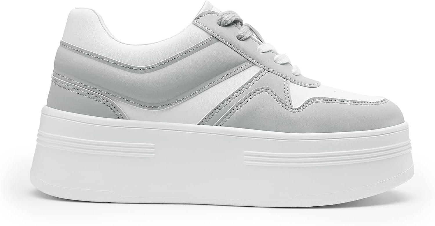 image:imageDREAM PAIRS Womens Platform Casual SneakersWhiteGrey
