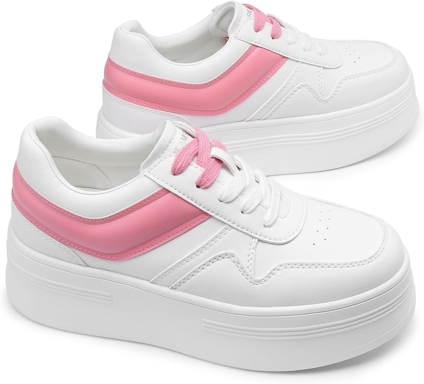 image:imageDREAM PAIRS Womens Platform Casual SneakersWhitePink