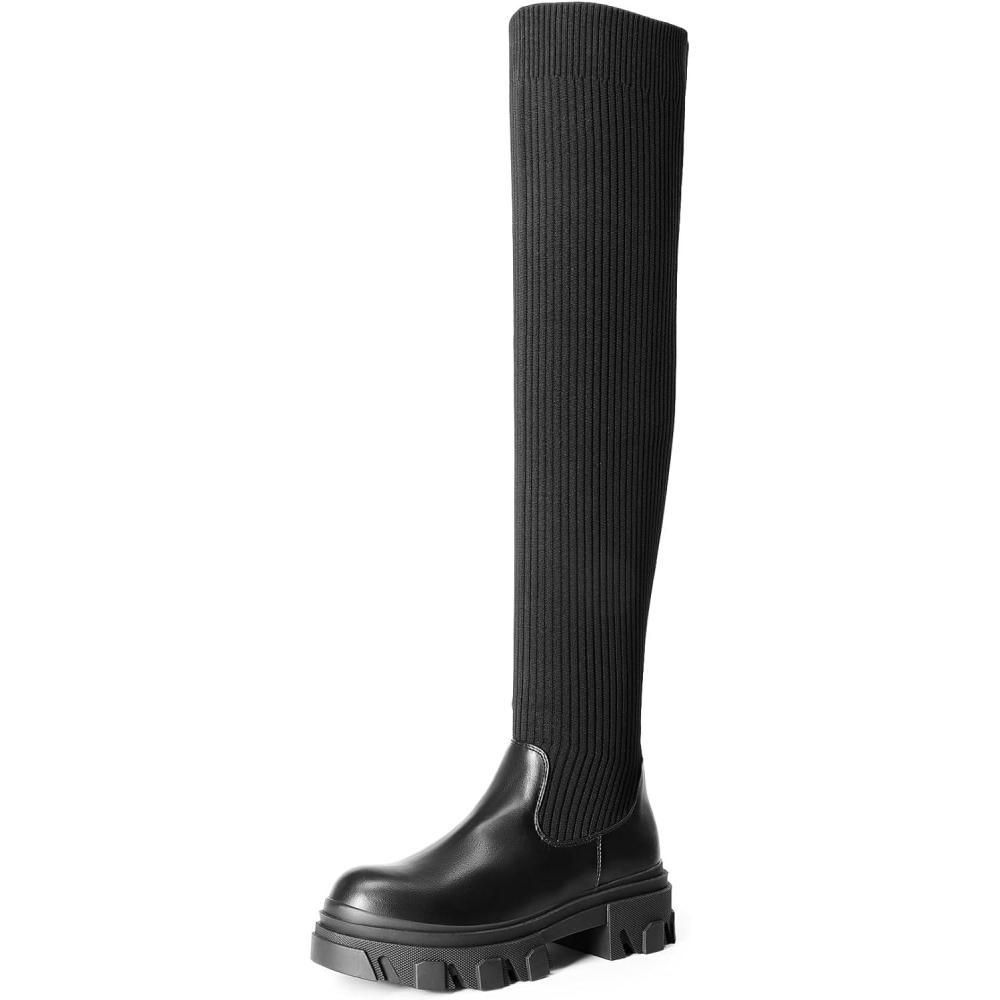 image:imageDREAM PAIRS Womens Over the Knee Platform BootsBlack