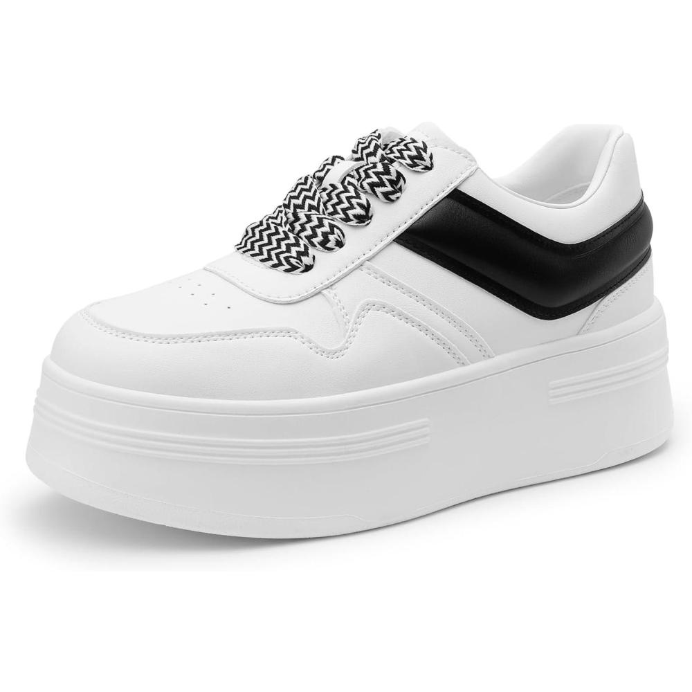 image:imageDREAM PAIRS Womens Platform Casual SneakersWhiteBlack