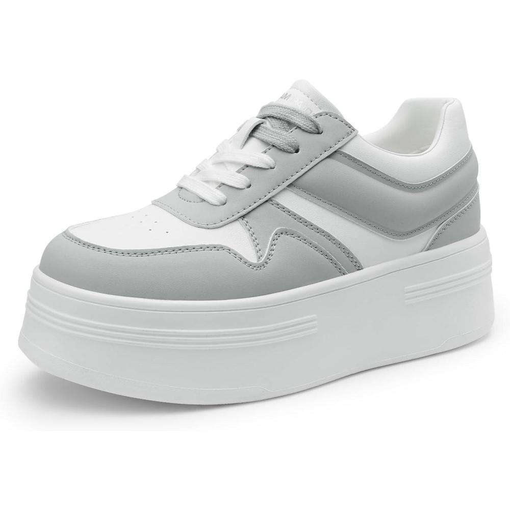 image:imageDREAM PAIRS Womens Platform Casual SneakersWhiteGrey