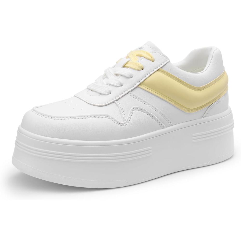 image:imageDREAM PAIRS Womens Platform Casual SneakersWhiteYellow