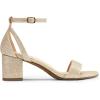 DREAM PAIRS Women’s Chunky Low Heels Open Round Toe Ankle Strap Block Heels Party Dress Wedding Sandals(Gold-glitter)