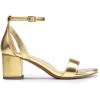 DREAM PAIRS Women’s Chunky Low Heels Open Round Toe Ankle Strap Block Heels Party Dress Wedding Sandals(Gold-pu)