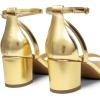 DREAM PAIRS Women’s Chunky Low Heels Open Round Toe Ankle Strap Block Heels Party Dress Wedding Sandals(Gold-pu)