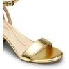 DREAM PAIRS Women’s Chunky Low Heels Open Round Toe Ankle Strap Block Heels Party Dress Wedding Sandals(Gold-pu)