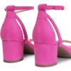 DREAM PAIRS Women’s Chunky Low Heels Open Round Toe Ankle Strap Block Heels Party Dress Wedding Sandals(Hot Pink)