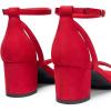 DREAM PAIRS Women’s Chunky Low Heels Open Round Toe Ankle Strap Block Heels Party Dress Wedding Sandals(Red)