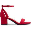 DREAM PAIRS Women’s Chunky Low Heels Open Round Toe Ankle Strap Block Heels Party Dress Wedding Sandals(Red)