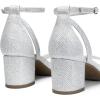 DREAM PAIRS Women’s Chunky Low Heels Open Round Toe Ankle Strap Block Heels Party Dress Wedding Sandals(Silver-glitter)