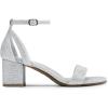 DREAM PAIRS Women’s Chunky Low Heels Open Round Toe Ankle Strap Block Heels Party Dress Wedding Sandals(Silver-glitter)
