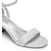 DREAM PAIRS Women’s Chunky Low Heels Open Round Toe Ankle Strap Block Heels Party Dress Wedding Sandals(Silver-glitter)