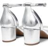 DREAM PAIRS Women’s Chunky Low Heels Open Round Toe Ankle Strap Block Heels Party Dress Wedding Sandals(Silver-pu)
