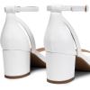 DREAM PAIRS Women’s Chunky Low Heels Open Round Toe Ankle Strap Block Heels Party Dress Wedding Sandals(White)