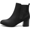 DREAM PAIRS Women’s Elastic Gore Chelsea Boots Chunky Block Heel Ankle Bootie(Black)