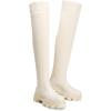 DREAM PAIRS Women’s Over the Knee Platform Boots(Beige)