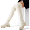 DREAM PAIRS Women’s Over the Knee Platform Boots(Beige)