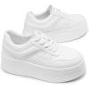 DREAM PAIRS Women’s Platform Casual Sneakers(White)
