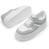 DREAM PAIRS Women’s Platform Casual Sneakers(White/Grey)