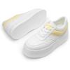 DREAM PAIRS Women’s Platform Casual Sneakers(White/Yellow)