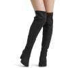 DREAM PAIRS Women’s Thigh High Over the Knee Fashion Chunky Heel Long Boots(Black/Suede)